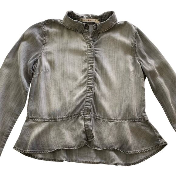 Via Penny Lane Reworked Apparel | Journey Graphic Gray Button Up Shirt Small - Picture 6 of 12